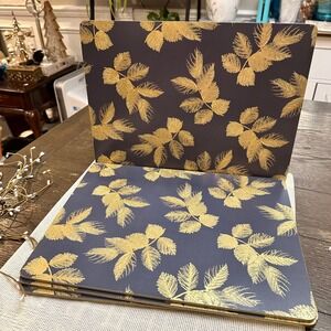 Portmeirion x Sara Miller London Etched Leaves Gold Foil‎ 4 pc Placemats